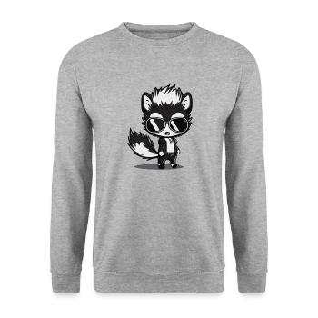 Leather jacket and sunglasses with Skunk skunk - Unisex Sweatshirt - salt & pepper - Front - Alina (178cm) & Michal (187cm)