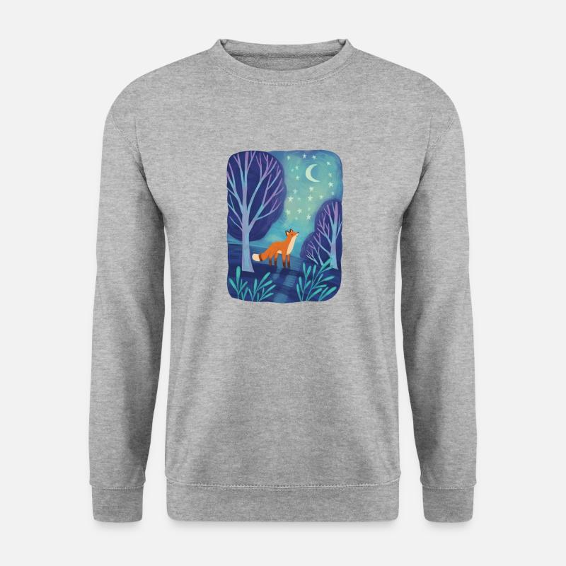 Kleiner Fuchs im Mondschein-T-Shirt - Unisex Pullover - Weißgrau meliert