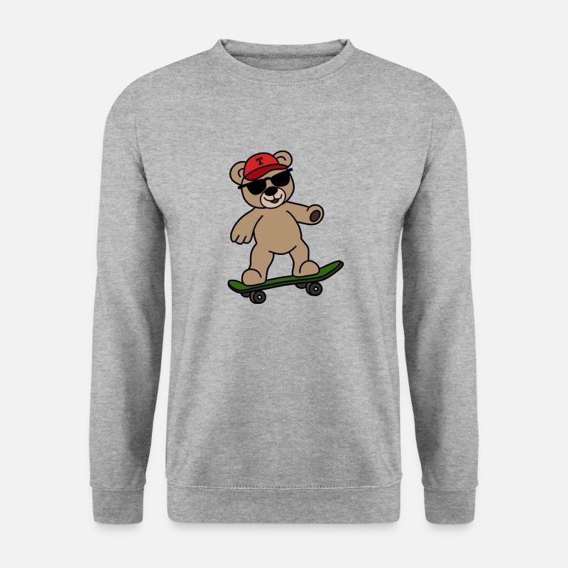 Skater Teddy - Unisex Pullover - Weißgrau meliert