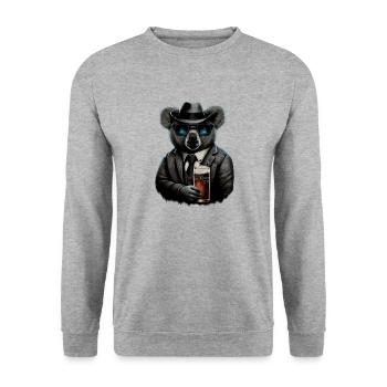 Cool koala in a suit with beer - Unisex Sweatshirt - salt & pepper - Front - Alina (178cm) & Michal (187cm)