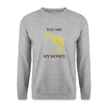 Tu es mes gouttes de miel de miel - Sweat-shirt Unisexe - gris chiné - Devant - Alina (178cm) & Michal (187cm)