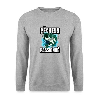 pêcheur passionné - Sweat-shirt Unisexe - gris chiné - Devant - Alina (178cm) & Michal (187cm)