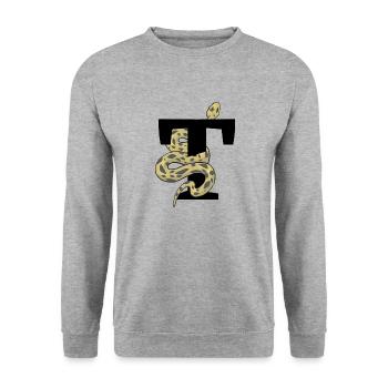 Buchstabe t Schlange - Unisex Pullover - Weißgrau meliert - Vorne - Alina (178cm) & Michal (187cm)