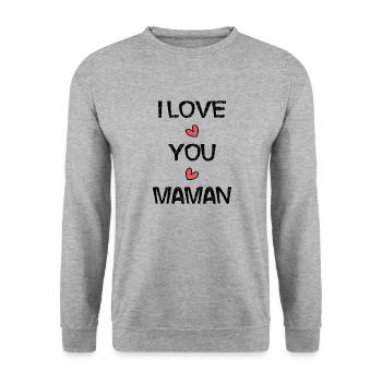 BONNE FÊTE MAMAN. MAMAN. FÊTE DES MÈRES. JE T'AIME - Sweat-shirt Unisexe - gris chiné - Devant - Alina (178cm) & Michal (187cm)