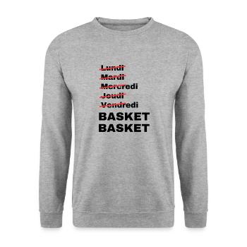 week-end basket - Sweat-shirt Unisexe - gris chiné - Devant - Alina (178cm) & Michal (187cm)