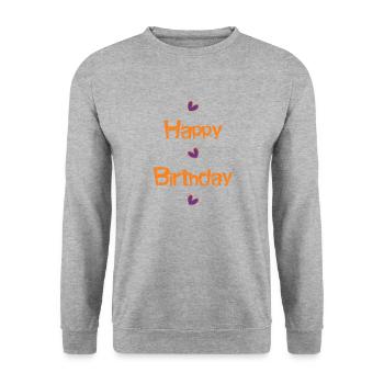 ALLES GUTE ZUM GEBURTSTAG!. ALLES GUTE ZUM GEBURTSTAG!. JAHRESTAG. - Unisex Pullover - Weißgrau meliert - Vorne - Alina (178cm) & Michal (187cm)