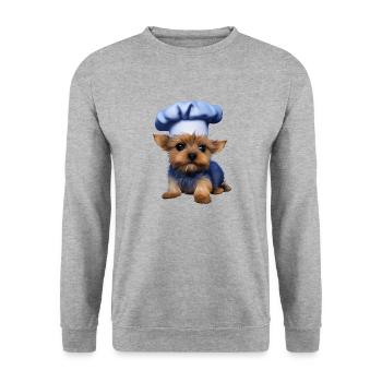 Restaurateur Puppy Yorkshire Terrier Cooking Dog - Unisex Sweatshirt - salt & pepper - Front - Alina (178cm) & Michal (187cm)