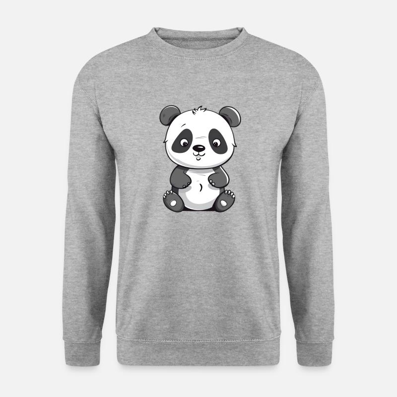 Bambusglück Panda - Unisex Pullover - Weißgrau meliert