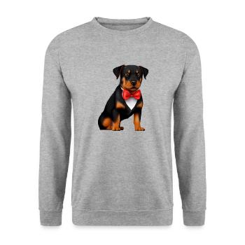Rottweiler with bow tie dog dog suit puppy - Unisex Sweatshirt - salt & pepper - Front - Alina (178cm) & Michal (187cm)