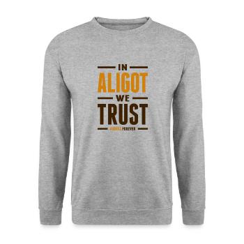 In Aligot we trust - Sweat-shirt Unisexe - gris chiné - Devant - Alina (178cm) & Michal (187cm)