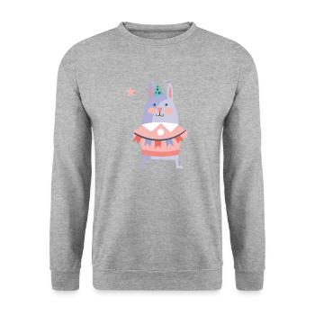 Geburtstag - Unisex Pullover - Weißgrau meliert - Vorne - Alina (178cm) & Michal (187cm)