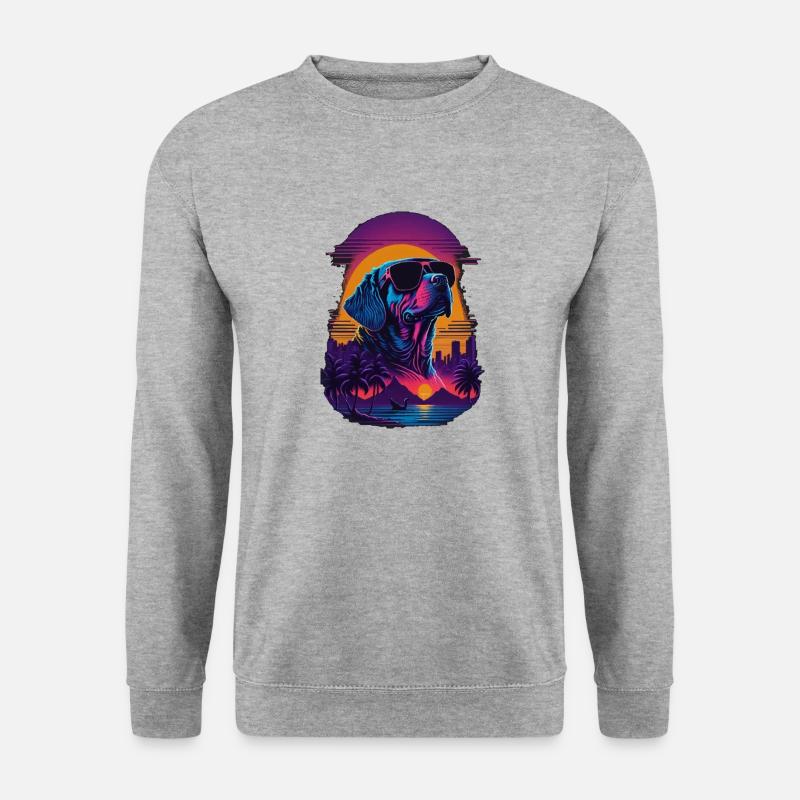 Labrador trägt Sonnenbrille - Unisex Pullover - Weißgrau meliert