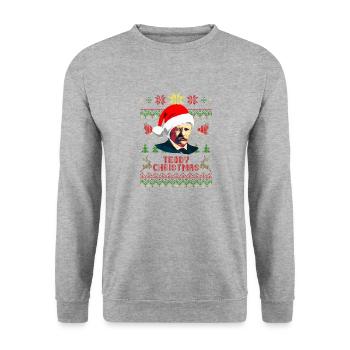 Teddy Weihnachten Theodore Roosevelt - Unisex Pullover - Weißgrau meliert - Vorne - Alina (178cm) & Michal (187cm)