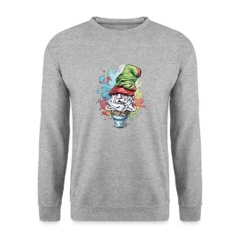 Lutin dans le cornet de glace - Sweat-shirt Unisexe - gris chiné - Devant - Alina (178cm) & Michal (187cm)