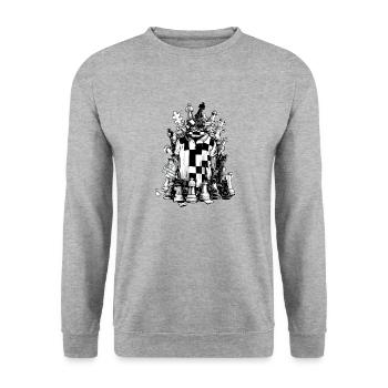 Maillot du jeu d'échecs - Sweat-shirt Unisexe - gris chiné - Devant - Alina (178cm) & Michal (187cm)