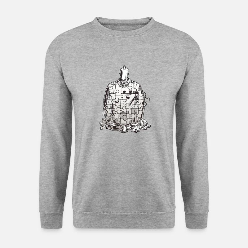 Puzzle ziehen - Unisex Pullover - Weißgrau meliert