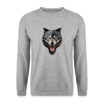 wolf - Unisex Sweatshirt - salt & pepper - Front - Alina (178cm) & Michal (187cm)