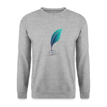 Plume insouciante avec son oeil de protection - Sweat-shirt Unisexe - gris chiné - Devant - Alina (178cm) & Michal (187cm)
