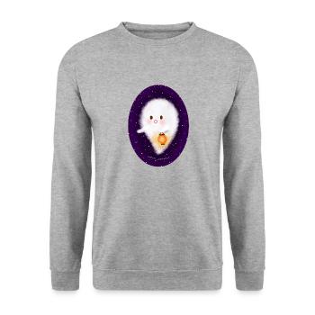 Ghost with lantern - Unisex Sweatshirt - salt & pepper - Front - Alina (178cm) & Michal (187cm)