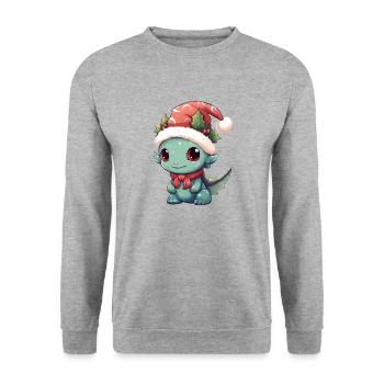 Rire de Noël : Happy Dragon avec - Sweat-shirt Unisexe - gris chiné - Devant - Alina (178cm) & Michal (187cm)