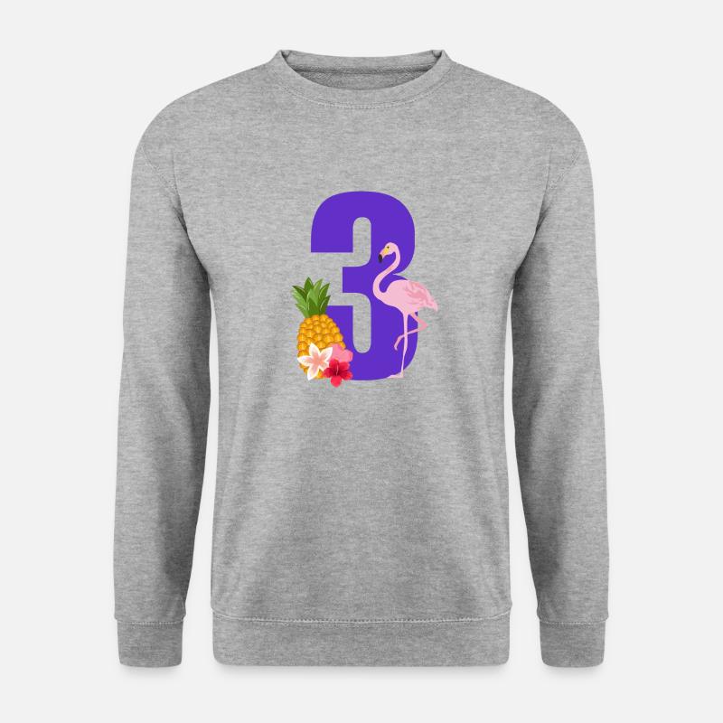 3. Jubiläum Flamingo - Unisex Pullover - Weißgrau meliert