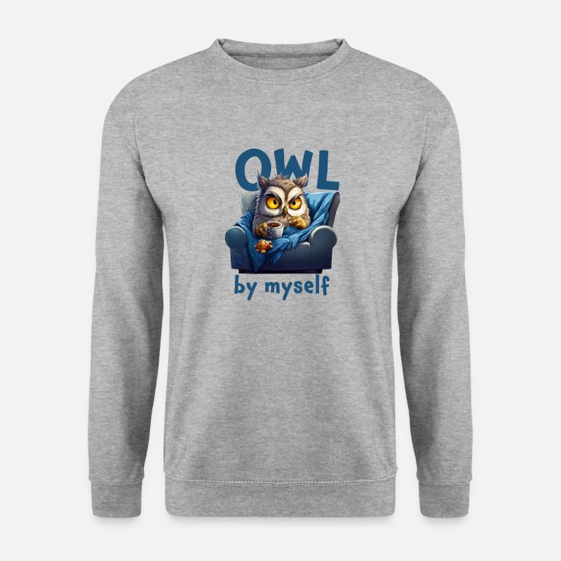 Eule allein - Unisex Pullover - Weißgrau meliert