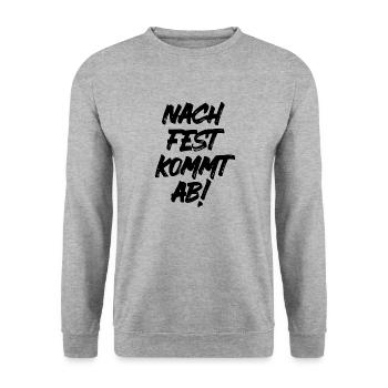 Nach Fest kommt ab! Lustiges Autoliebhaber Design - Unisex Pullover - Weißgrau meliert - Vorne - Alina (178cm) & Michal (187cm)
