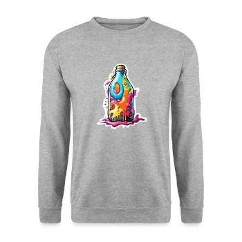 Magische Flasche / Korken / bunt / farbenfroh - Unisex Pullover - Weißgrau meliert - Vorne - Alina (178cm) & Michal (187cm)