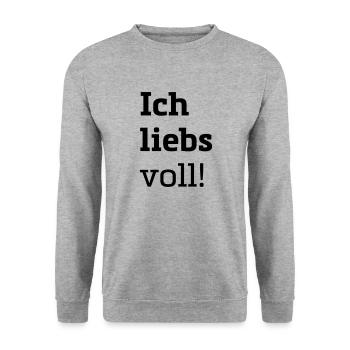 Statement T-Shirt / ich liebs voll - Unisex Pullover - Weißgrau meliert - Vorne - Alina (178cm) & Michal (187cm)