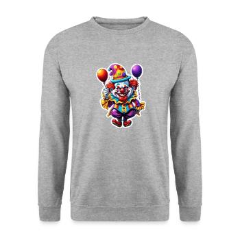 Clown / Zirkus / Fasching / Karneval / verspielt - Unisex Pullover - Weißgrau meliert - Vorne - Alina (178cm) & Michal (187cm)