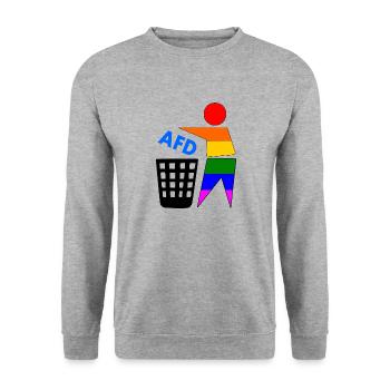 Fck afd - halte deine umwelt sauber - Unisex Pullover - Weißgrau meliert - Vorne - Alina (178cm) & Michal (187cm)