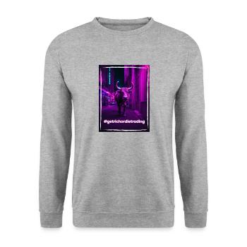 Crypto Bull - Unisex Pullover - Weißgrau meliert - Vorne - Alina (178cm) & Michal (187cm)