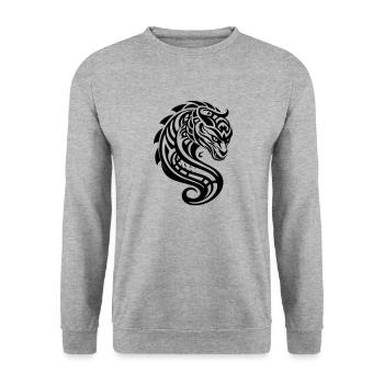 Tribal Dragon - Sweat-shirt Unisexe - gris chiné - Devant - Alina (178cm) & Michal (187cm)