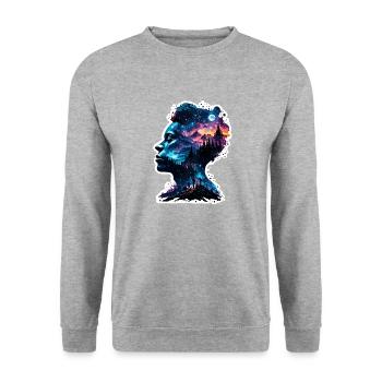 Silhouette / Forest / Portrait / Trees / Person - Unisex Sweatshirt - salt & pepper - Front - Alina (178cm) & Michal (187cm)