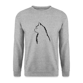 Cat, Cat Motif - Unisex Sweatshirt - salt & pepper - Front - Alina (178cm) & Michal (187cm)