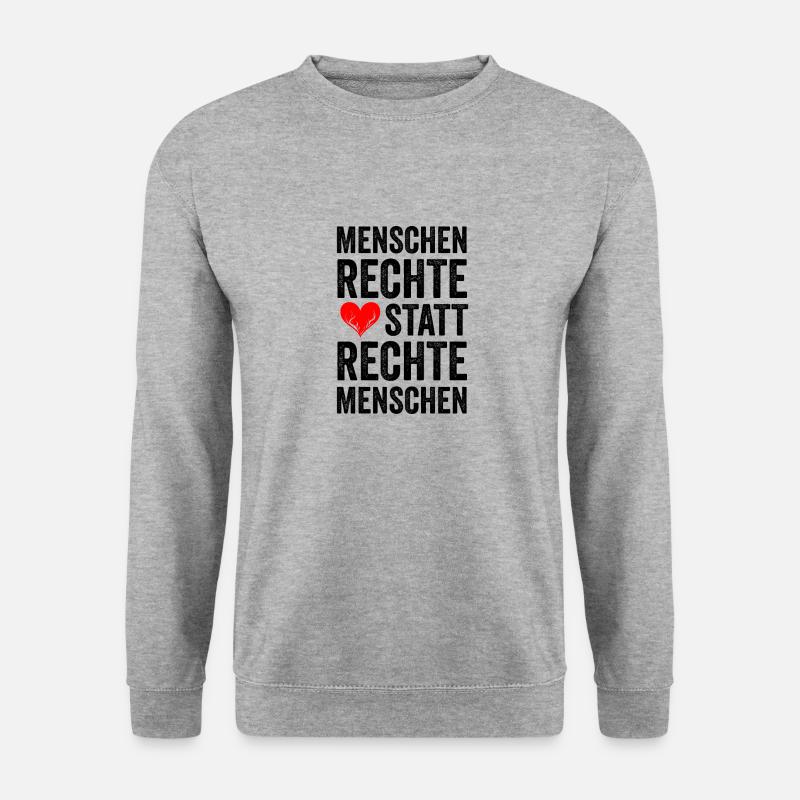 MENSCHENRECHTE STATT RECHTE MENSCHEN - Unisex Pullover - Weißgrau meliert