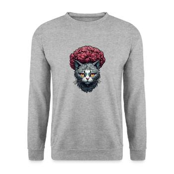 Cool Cat / Funny / Animal / Pet / Crazy - Unisex Sweatshirt - salt & pepper - Front - Alina (178cm) & Michal (187cm)