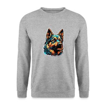 Chien / Animal / Animal de compagnie / Poilu / Berger allemand - Sweat-shirt Unisexe - gris chiné - Devant - Alina (178cm) & Michal (187cm)