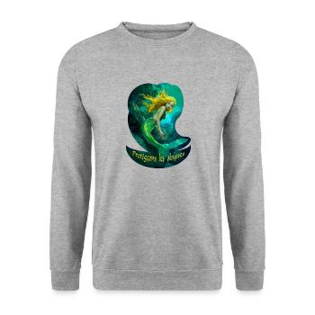 sirène protégeons les abysses (ancre) - plongeur - Sweat-shirt Unisexe - gris chiné - Devant - Alina (178cm) & Michal (187cm)