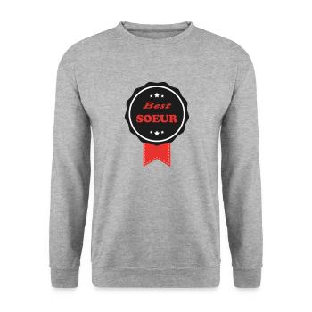 BEST SOEUR - Sweat-shirt Unisexe - gris chiné - Devant - Alina (178cm) & Michal (187cm)