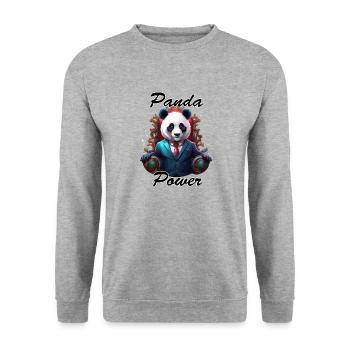 Panda / Animal / Zoo / Bamboo / Wild / Childlike - Unisex Sweatshirt - salt & pepper - Front - Alina (178cm) & Michal (187cm)
