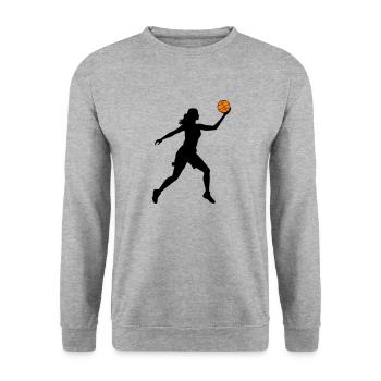 Basketball Player Symbol Basketball Player Woman - Unisex Sweatshirt - salt & pepper - Front - Alina (178cm) & Michal (187cm)