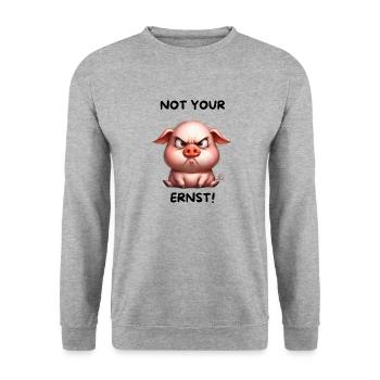 Ernsthaftes Schweinchen - Unisex Pullover - Weißgrau meliert - Vorne - Alina (178cm) & Michal (187cm)