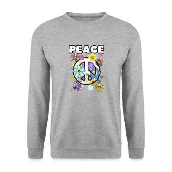 Flower Power & Peace 1 Unisex - Unisex Sweatshirt - salt & pepper - Front - Alina (178cm) & Michal (187cm)