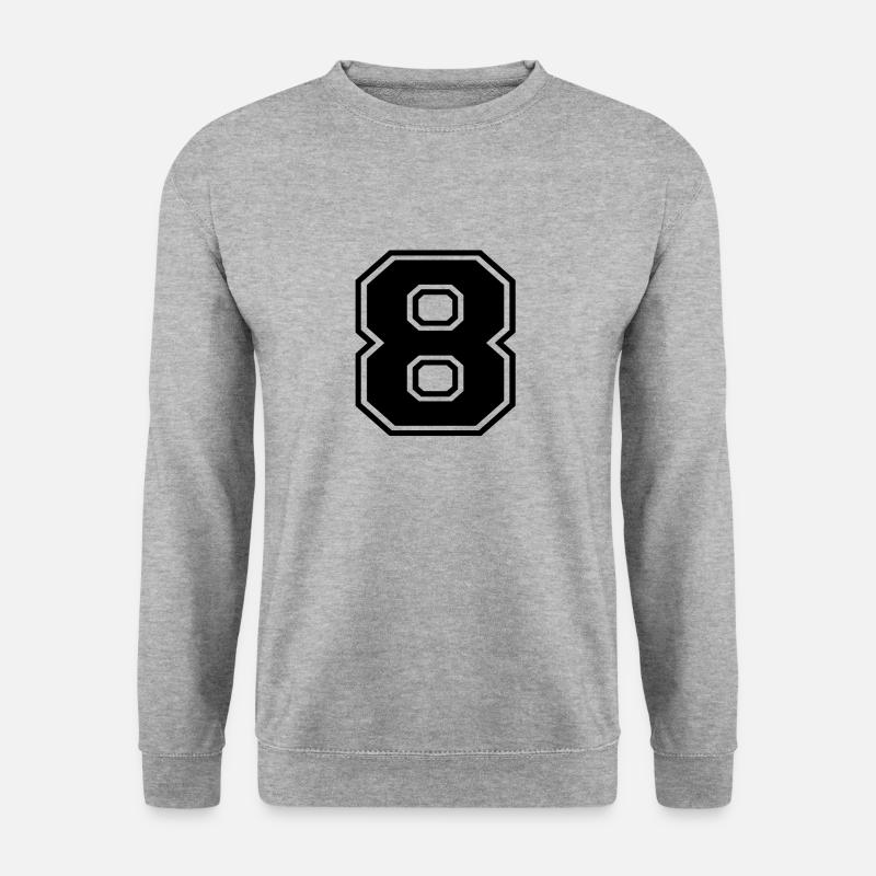 Nummer 8 - Unisex Pullover - Weißgrau meliert
