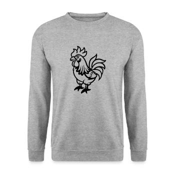 hahn comic - Unisex Pullover - Weißgrau meliert - Vorne - Alina (178cm) & Michal (187cm)