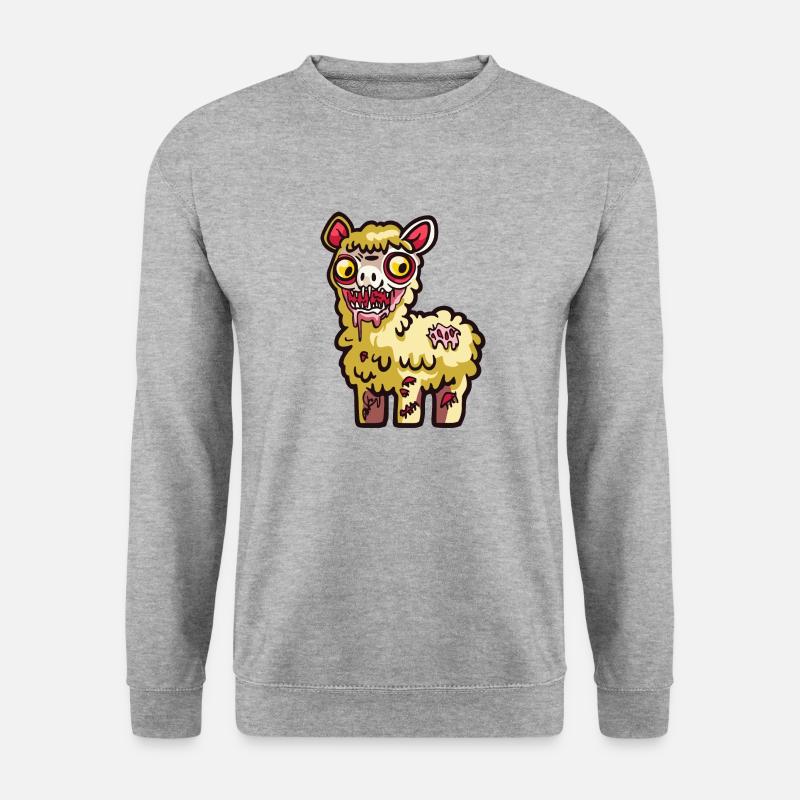 Alpaka Llama Halloween Comic Zombie - Unisex Pullover - Weißgrau meliert