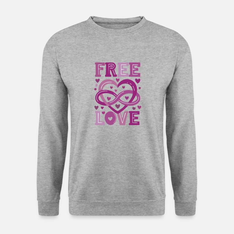 Polyamorie Symbol - Pink - Unisex Pullover - Weißgrau meliert