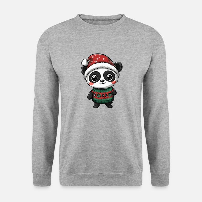Panda Weihnachten - Unisex Pullover - Weißgrau meliert