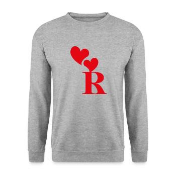 Letter r red heart - Unisex Sweatshirt - salt & pepper - Front - Alina (178cm) & Michal (187cm)